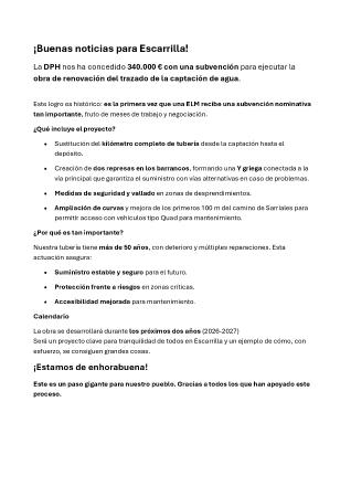 Imagen Subvención DPH para la renovación del trazado de la captacion de agua de...
