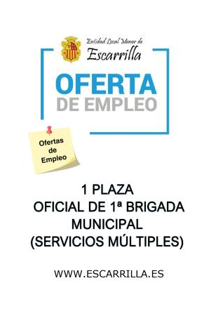 Imagen PLAZA DE OFICIAL DE 1ª BRIGADA MUNICIPAL