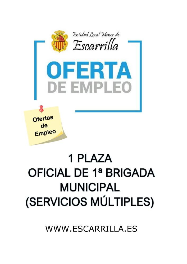Imagen PLAZA DE OFICIAL DE 1ª BRIGADA MUNICIPAL